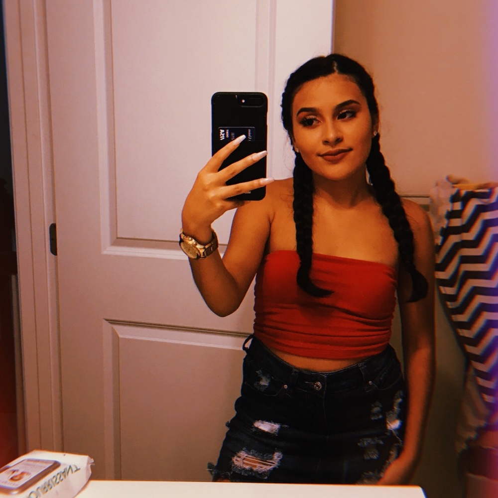 A red tube top